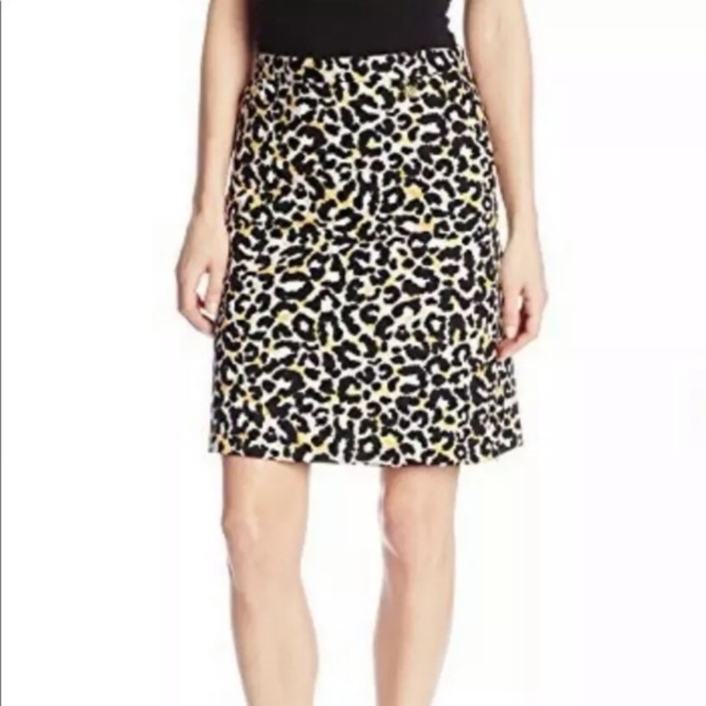 ANNE KLEIN Saffron Multi Leopard Print Skirt sz 2